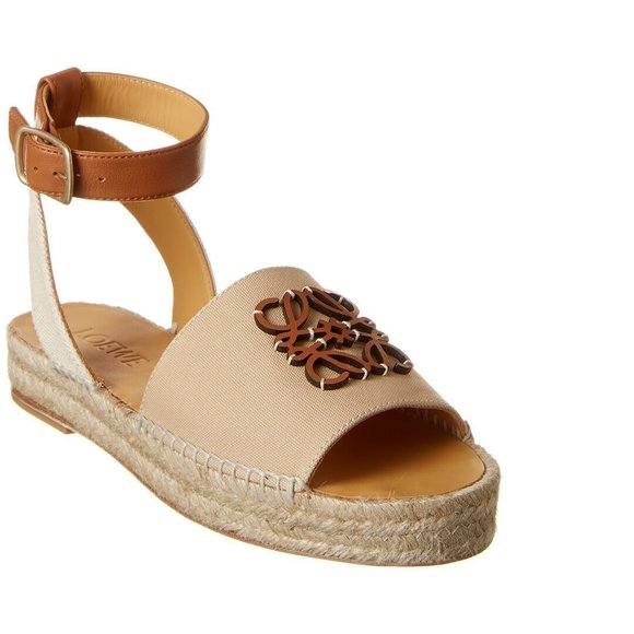 Loew Anagram Espadrille White Black Leather